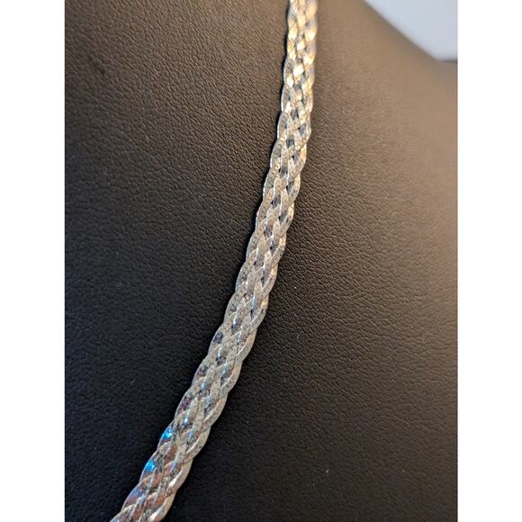 5 Strand Braided Herringbone Diamond Cut 925 Sterling Silver 5mm Chain Necklace - Picture 5 of 8